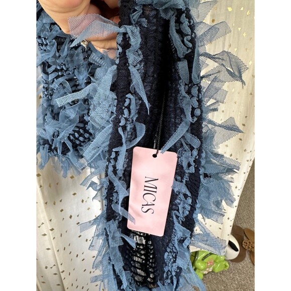 NWT Micas Mesh Weave Tassel Fringe High Neck Statement Bodycon Mini Dress M - Picture 4 of 6